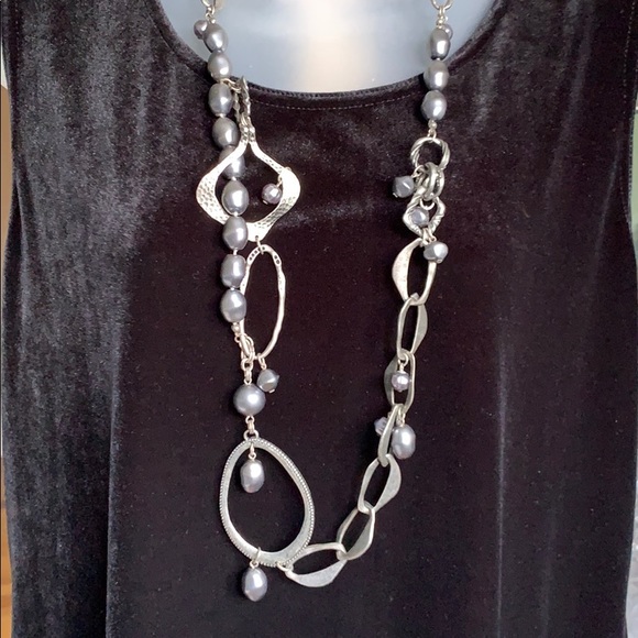 Chico's Accessories - Chico’s 40” pewter tone and grey pearl belt❣️